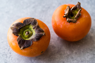 Fresh Ripe Persimmon Fruits Ready to Eat.