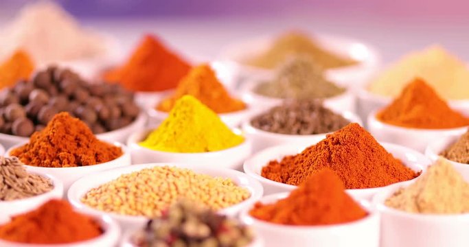 Selection of various colorful spices 
