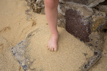 Child Playing on Beach in Oahu Hawaii