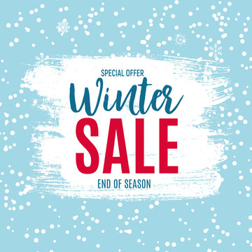 End of Winter Sale Background, Discount Coupon Template. Vector Illustration