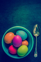 Traditional Easter eggs in bowl
