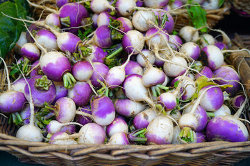 Colorful turnip vegetable at a farmers market