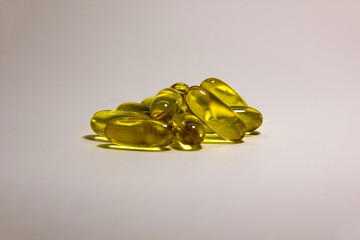 Fish oil in capsules. Omega 3. 