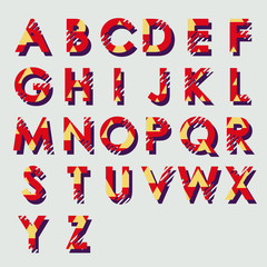 Modern linear typographic alphabet in a set. Contains vibrant colors and minimal design. Letters from A to Z. Vector Illustration.