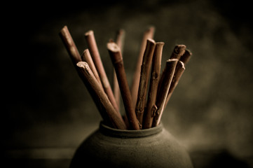 jarron con palos de madera tipo zen