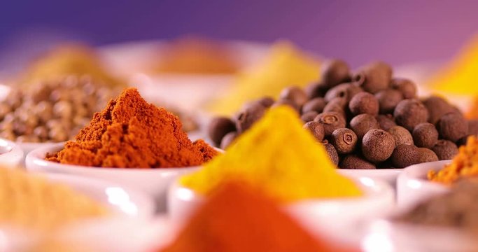 Selection of various colorful spices 