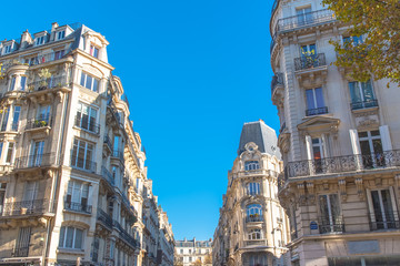 Paris, beautiful building facades in a attractive area of the capital
