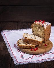 cake with raisins and dried fruits
