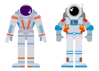 two astronauts in a flat style bright illustration vector