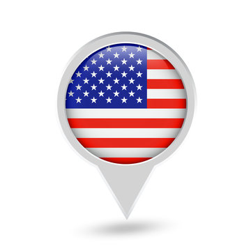 USA Flag Round Pin Icon