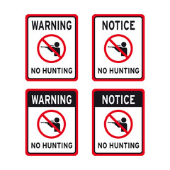 Warning do not hunt no hunting animals sign set