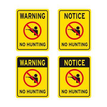 Warning do not hunt no hunting animals sign set