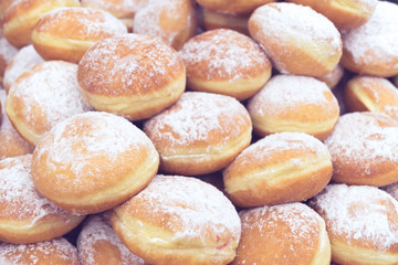 beautiful donuts on a shelf