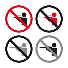 No hunting traffic road sign set