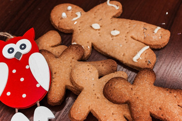 Biscuit boy with bright ornaments for Christmas.