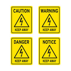 Warning high voltage sign set