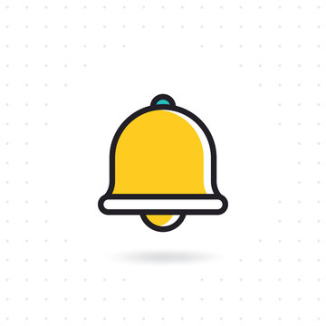 Bell icon vector. Notification bell outline flat icon for apps and websites. Colored flat line vector illustration