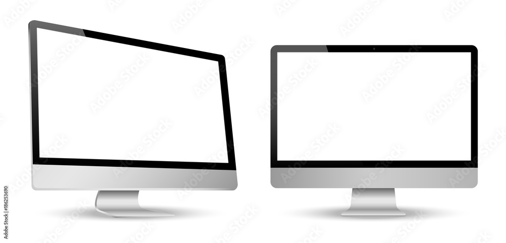 Aufkleber computer screen view left and front isolated white background