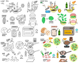 Recipe Caesar Salad DIY instruction including sketch