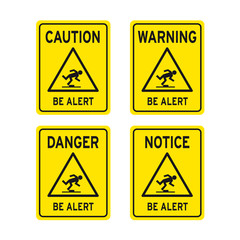 Be alert trip hazard sign set