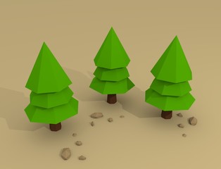 forest tree 3d lowpoly render