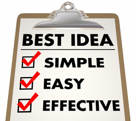 Obraz premium Best Idea Simple Easy Effective Checklist 3d Illustration