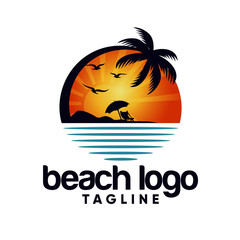 Beach logo design Vector 