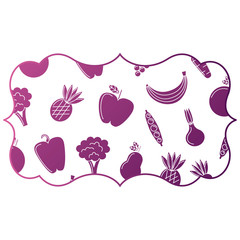 frame with fruits and vegetables pattern vector illustration design