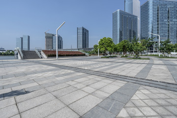 Fototapeta premium modern buildings and empty pavement in china.