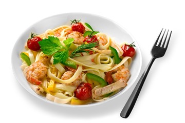 Tagliatelle with Shrimps and Tomatoes