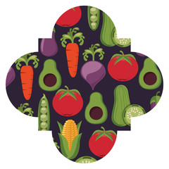 frame with vegetables pattern background vector illustration design