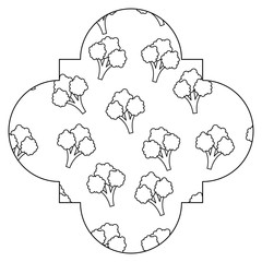 frame with broccoli pattern background vector illustration design