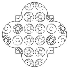 frame with donuts pattern background vector illustration design