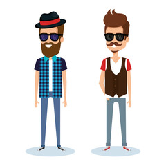 hipster style group of avatars