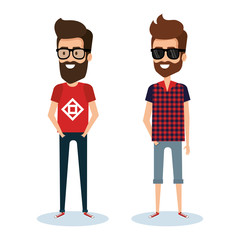 hipster style group of avatars