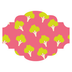 frame with broccoli pattern background vector illustration design
