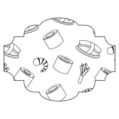 frame with sushi pattern background vector illustration design