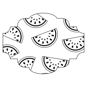 frame with watermelon pattern background vector illustration design