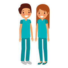 surgeons couple avatars characters icon vector illustration design