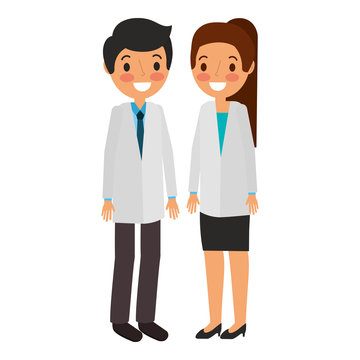 doctors couple avatars characters vector illustration design
