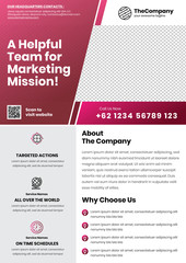 A4 Marketing Flyer template left title and left side service list style 5 in magenta color