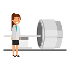 tomography scanner machine with medical professional vector illustration