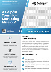 A4 Marketing Flyer template left title and left side service list style 7 in light blue color