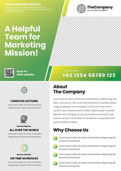 A4 Marketing Flyer template left title and left side service list style 8 in green color