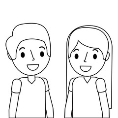 young couple avatars characters vector illustration design