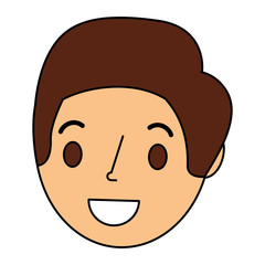 young man head avatar character vector illustration design