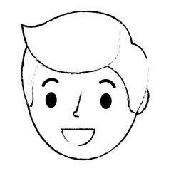 young man head avatar character vector illustration design