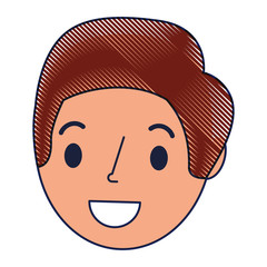 young man head avatar character vector illustration design