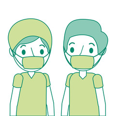 surgeons couple avatars characters icon vector illustration design