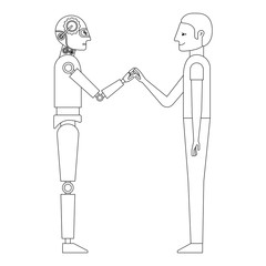 humanoid robot and person profiles vector illustration design